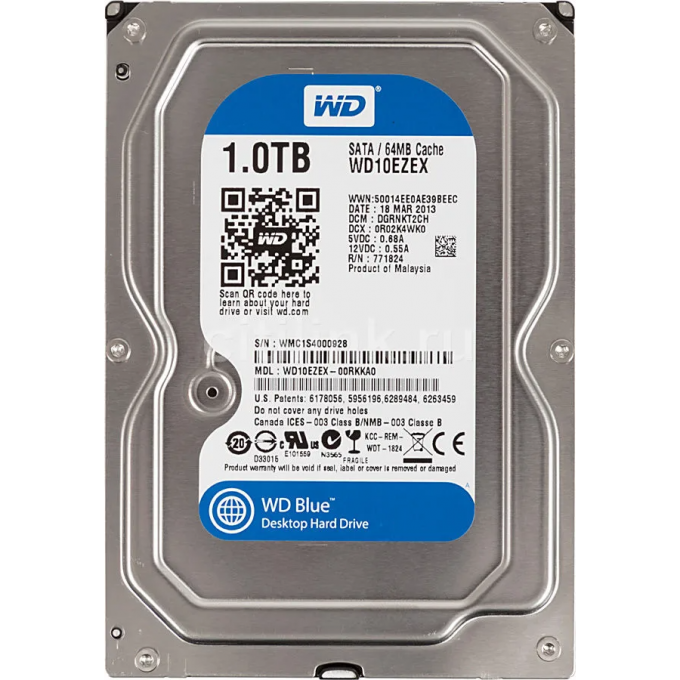 Жесткий диск WESTERN DIGITAL CAVIAR BLUE , 1ТБ, HDD, SATA III, 3.5" WD10EZEX Жесткий диск WESTERN DIGITAL CAVIAR BLUE , 1ТБ, HDD, SATA III, 3.5" WD10EZEX