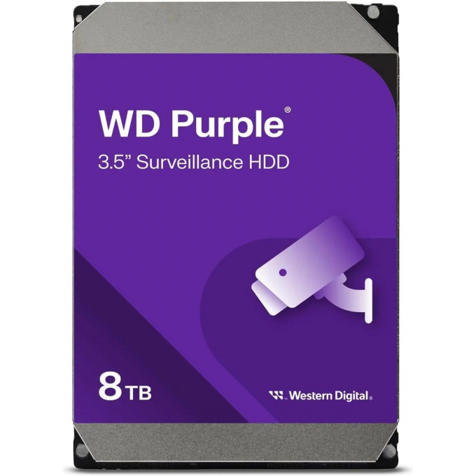 Жесткий диск WESTERN DIGITAL Purple , 8ТБ, HDD, SATA III, 3.5" WD85PURZ Жесткий диск WESTERN DIGITAL Purple , 8ТБ, HDD, SATA III, 3.5" WD85PURZ