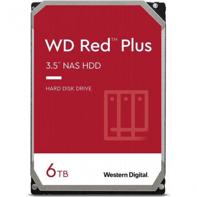 Жесткий диск WESTERN DIGITAL RED PLUS , 6ТБ, HDD, SATA III, 3.5" WD60EFZX Жесткий диск WESTERN DIGITAL RED PLUS , 6ТБ, HDD, SATA III, 3.5" WD60EFZX